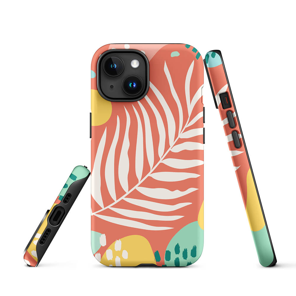 Multi-Color Oversized Plant Leaf iPhone 15 Robust Case Picture