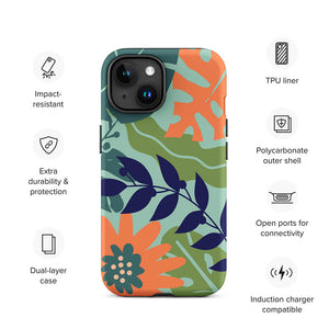 Multi-Color Seasonal Flower Leaves iPhone 15 Robust Case Features
