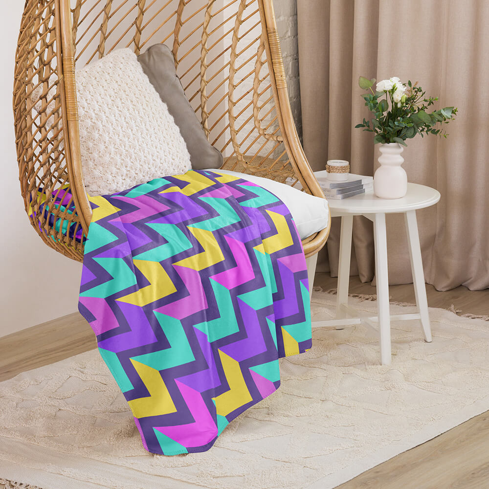 Multi-Colored Repeated Abstract Arrowhead Sherpa Blanket 37x57" Lifestyle