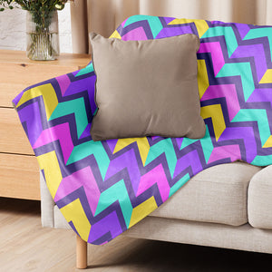 Multi-Colored Repeated Abstract Arrowhead Sherpa Blanket 35x57" Sofa