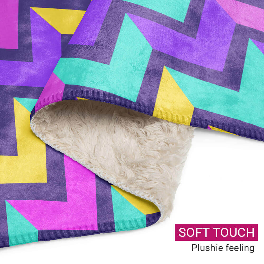 Multi-Colored Repeated Abstract Arrowhead Sherpa Blanket Soft Touch