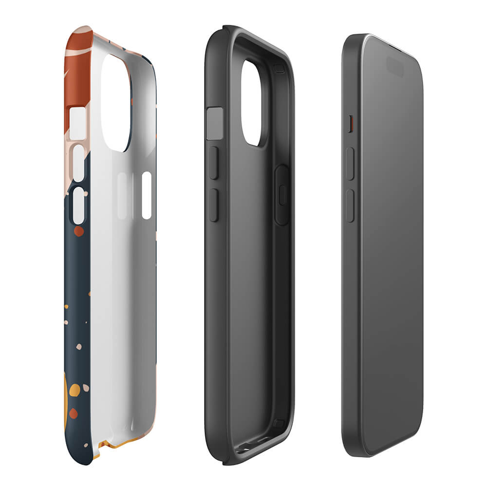 Multi-Colored Soft Abstract Shapes iPhone 15 Robust Case Double-Layer