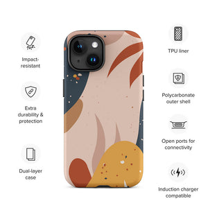 Multi-Colored Soft Abstract Shapes iPhone 15 Robust Case Features