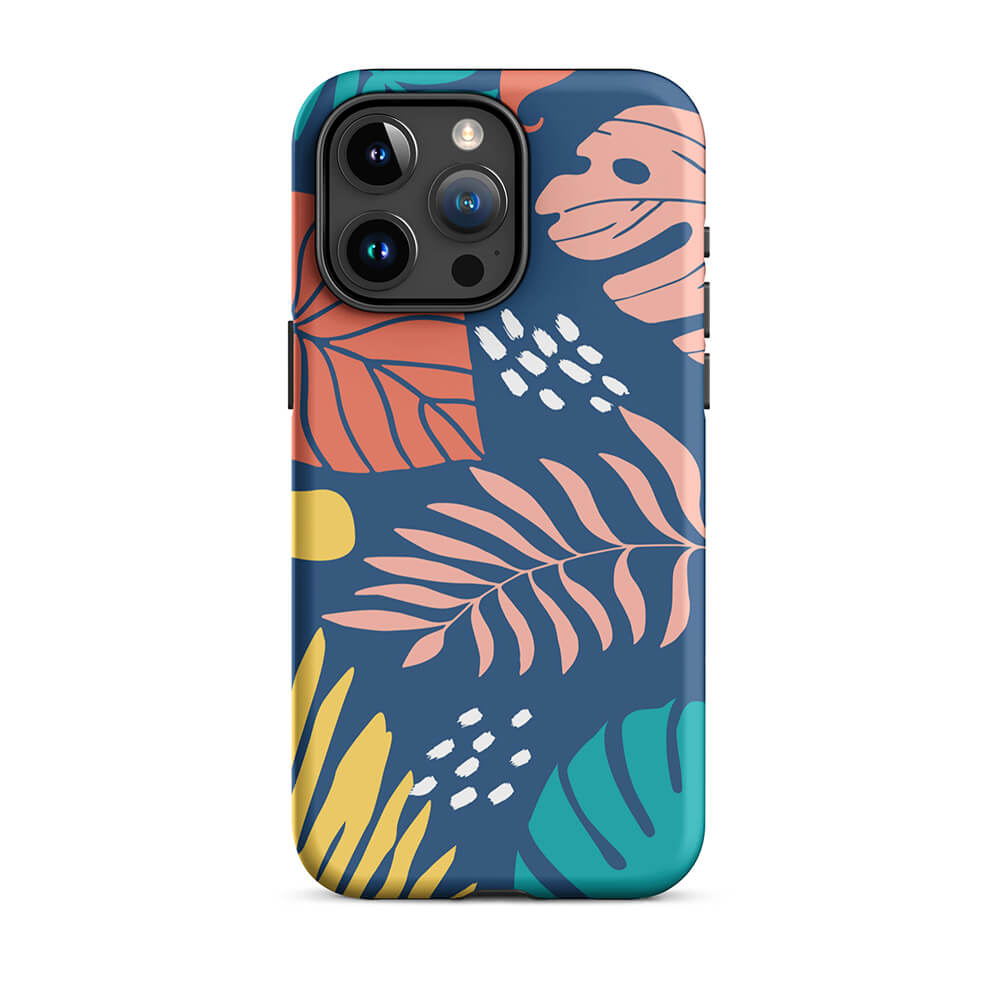 Multi-Shade Modern Plant Leaves iPhone 15 Pro Max Robust Case