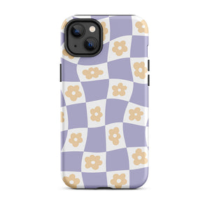 Pastel Floral Uneven Checkered Pattern iPhone 14 Plus Rugged Case
