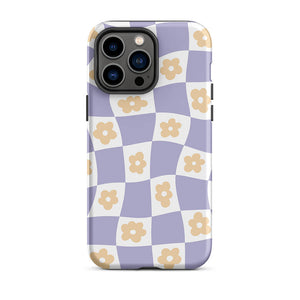 Pastel Floral Uneven Checkered Pattern iPhone 14 Pro Max Rugged Case