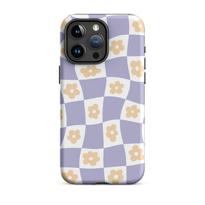 Pastel Floral Uneven Checkered Pattern iPhone 15 Pro Max Rugged Case