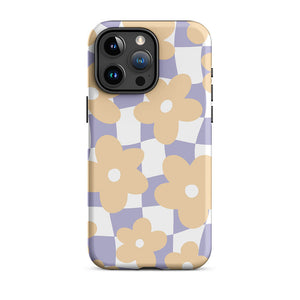 Pastel Flowery Uneven Checkered Pattern iPhone 15 Pro Max Rugged Case