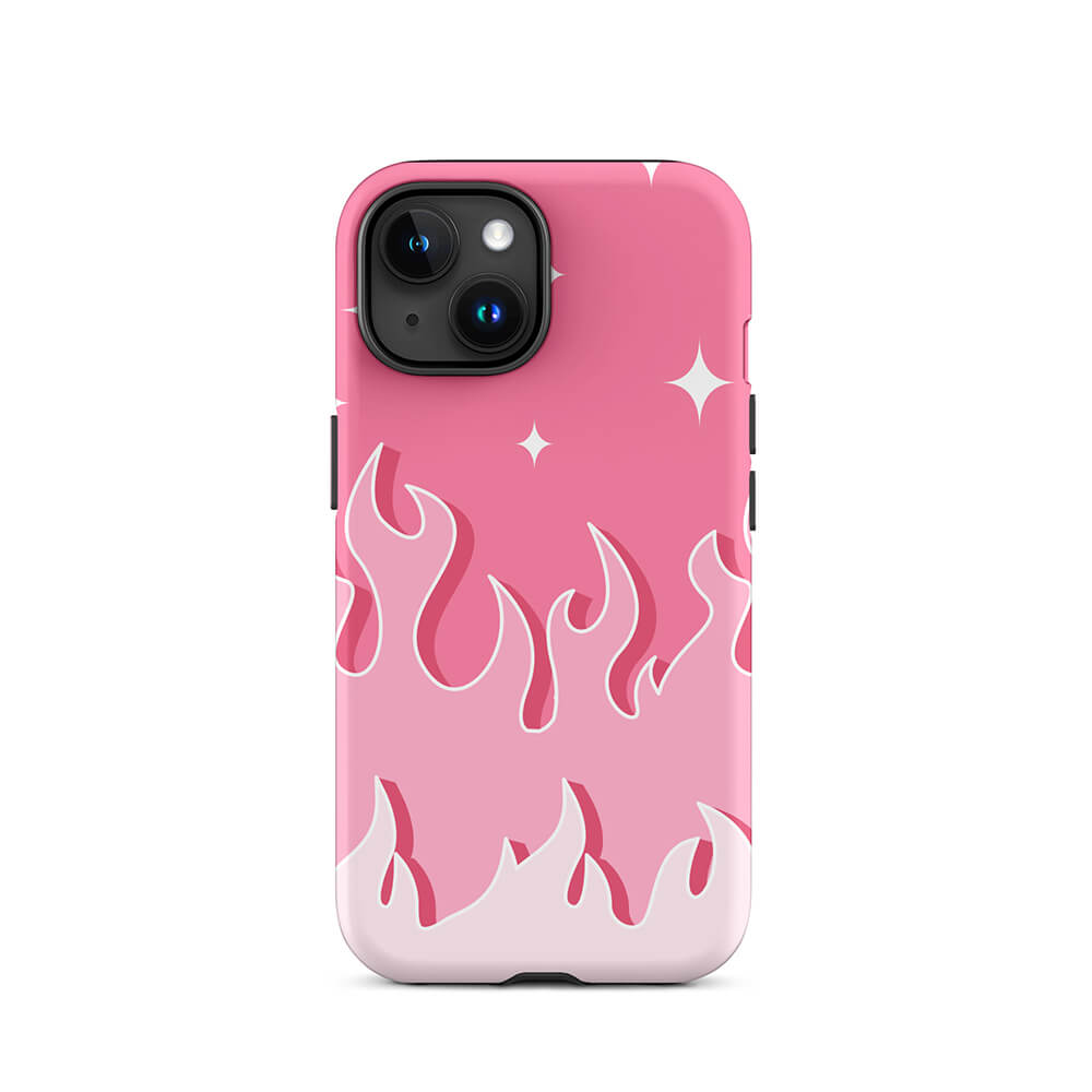Pastel Pinky Color Blazing Fire iPhone 15 Robust Case