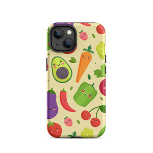 Personified Kawaii Fruit Vegetable Assortment iPhone 14 Rugged Case