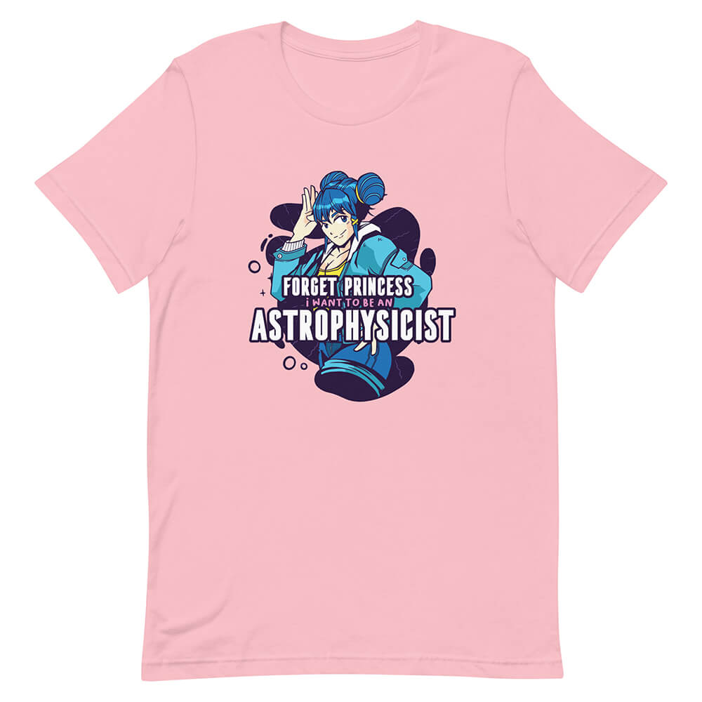 Pink Astrophysicist Double Pom Pom Blue Hair Girl Tee