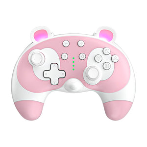 Pink Bluetooth Cute Raccoon Controller Vibration Turbo Wake-Up Switch