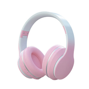 Pink Bluetooth 5.1 On-Ear Gradient Pastel Headphones Mic Stereo