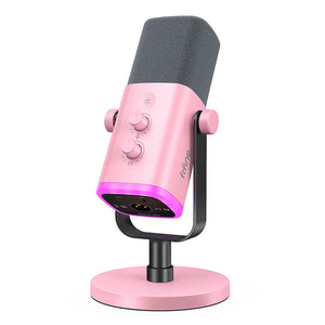 Pink Flowing RGB Cardioid Microphone Mute Button USB XLR