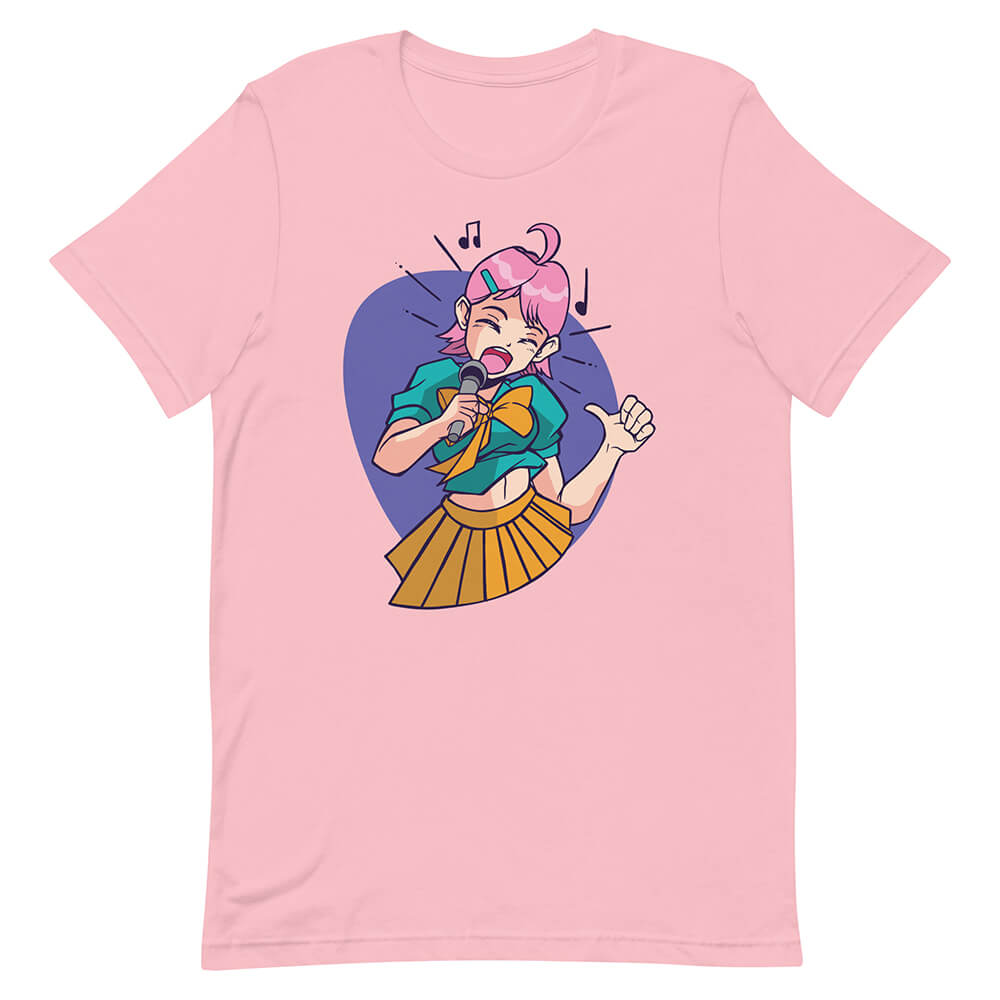 Pink Color Pink Hair Anime Singer Schoolgirl Tee Idol Wannabe