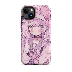 Pink Hair Magical Anime Girl iPhone 15 Plus Tough Case