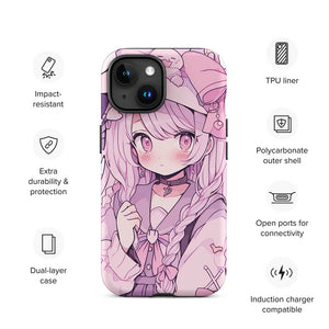 Pink Hair Magical Anime Girl iPhone 15 Tough Case Features