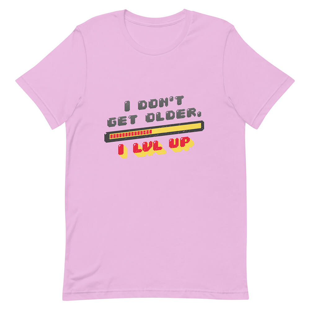 Pink Older Gamer Quote Level Up Tee Experience Bar