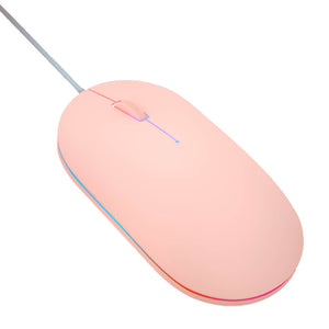 Pink RGB Backlight Minimalist Pastel Goth Mouse 1000 DPI USB