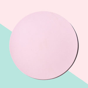 Pink Round Unicolor Pastel Leather Mouse Pad Non-Slip