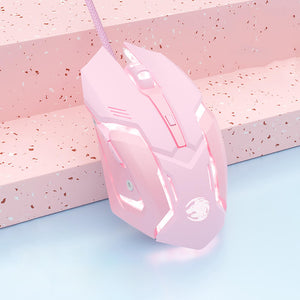 Pink Werewolf Gaming Mouse 3200 DPI Silent Button USB RGB