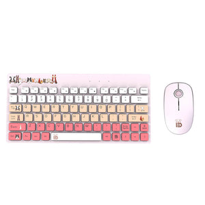 Pink 2.4GHz Wireless Cute Colorful Animal Combo Keyboard Mouse Slim