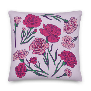 Pinky Rose Flower Assortment Throw Pillow 22x22"