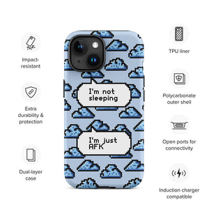 Pixel Art Cloud Gamer Quote iPhone 15 Rugged Case Features