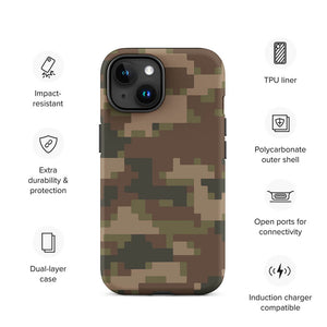 Pixelated Battlefield Soldier Camo Armor iPhone 15 Tough Case Features