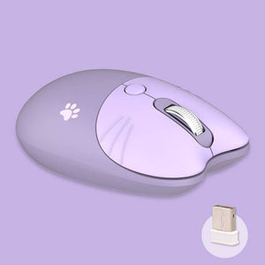 Purple 2.4GHz Wireless Adorable Pastel Feline Mouse 1600 DPI