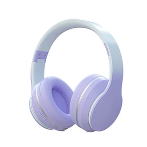 Purple Bluetooth 5.1 On-Ear Gradient Pastel Headphones Mic Stereo