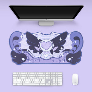 Purple Large Magical Flying Heart Mouse Pad Anti-Slip