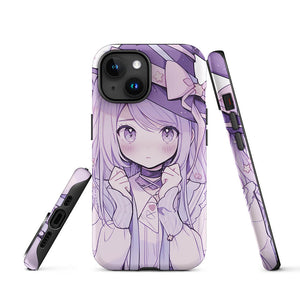 Purple Magician Anime Girl Blush iPhone 15 Tough Case Picture