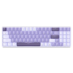 Purple White 2.4GHz Wireless Slim Tri-Color Mechanical Keyboard LED Backlight