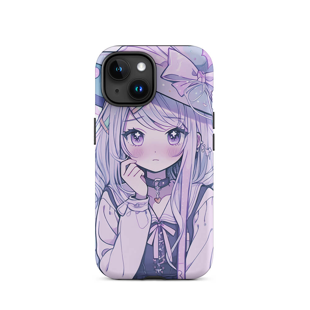 Purplish Anime Girl Witch Blush iPhone 15 Tough Case