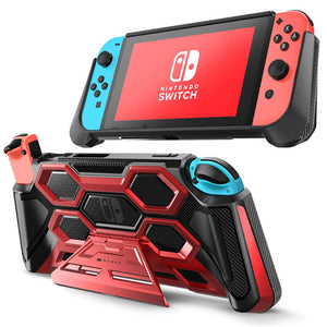 Red Hexagonal Nintendo Switch Rugged Protective Case Grip Cover