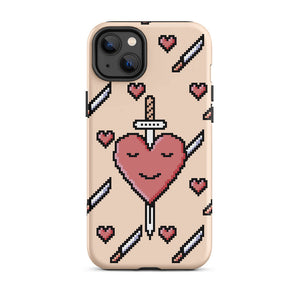 Retro Pixel Art Heart Blade iPhone 14 Plus Rugged Case