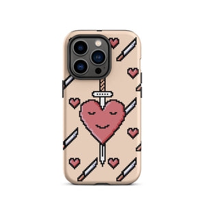 Retro Pixel Art Heart Blade iPhone 14 Pro Rugged Case