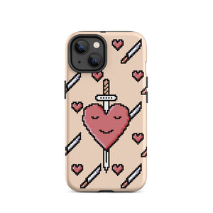 Retro Pixel Art Heart Blade iPhone 14 Rugged Case