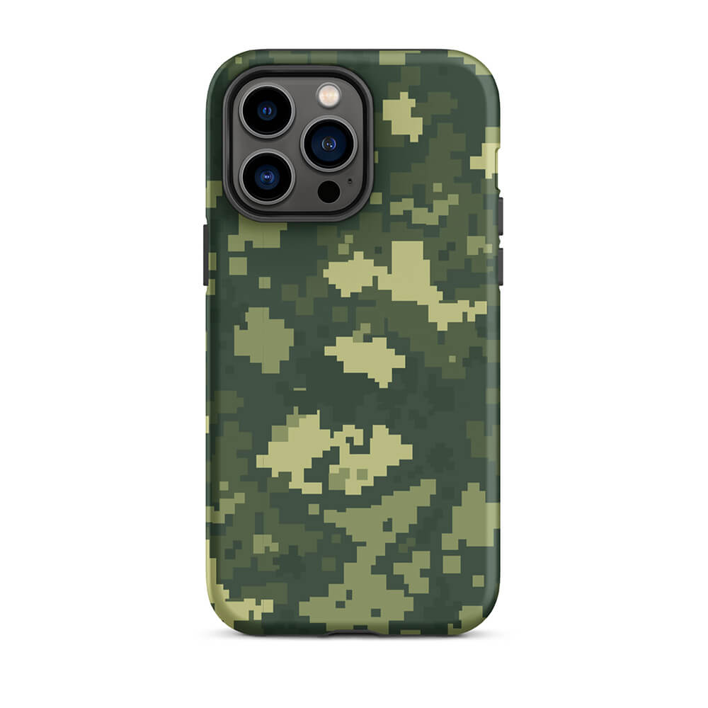 Retro Pixelated Camouflage Veteran Armor iPhone 14 Pro Max Tough Case