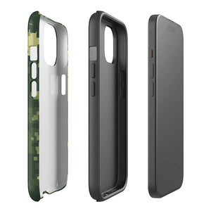 Retro Pixelated Camouflage Veteran Armor iPhone 15 Tough Case Double-Layer