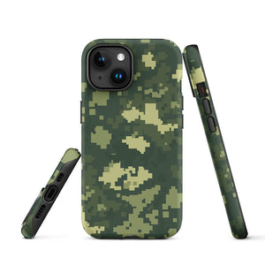 Retro Pixelated Camouflage Veteran Armor iPhone 15 Tough Case Picture