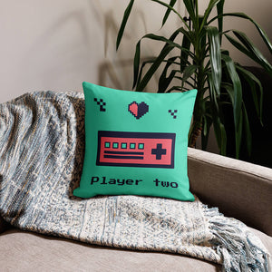 Retro Pixelated Second Player Gamepad Throw Pillow Sofa Decor
