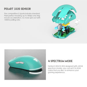 RGB 2.4GHz Wireless Competitive Optical Green Mouse 16000 DPI 400 IPS Features