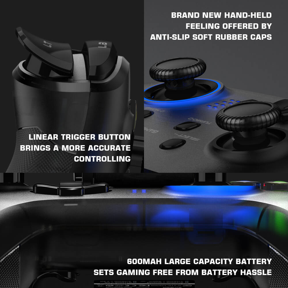 RGB 2.4GHz Wireless Mobile Controller Vibration Tri-Mode Macro Features