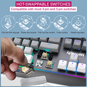 RGB Aluminum Mechanical Keyboard USB Hot-Swappable MX Switches 3-Pin 5-Pin Compatible