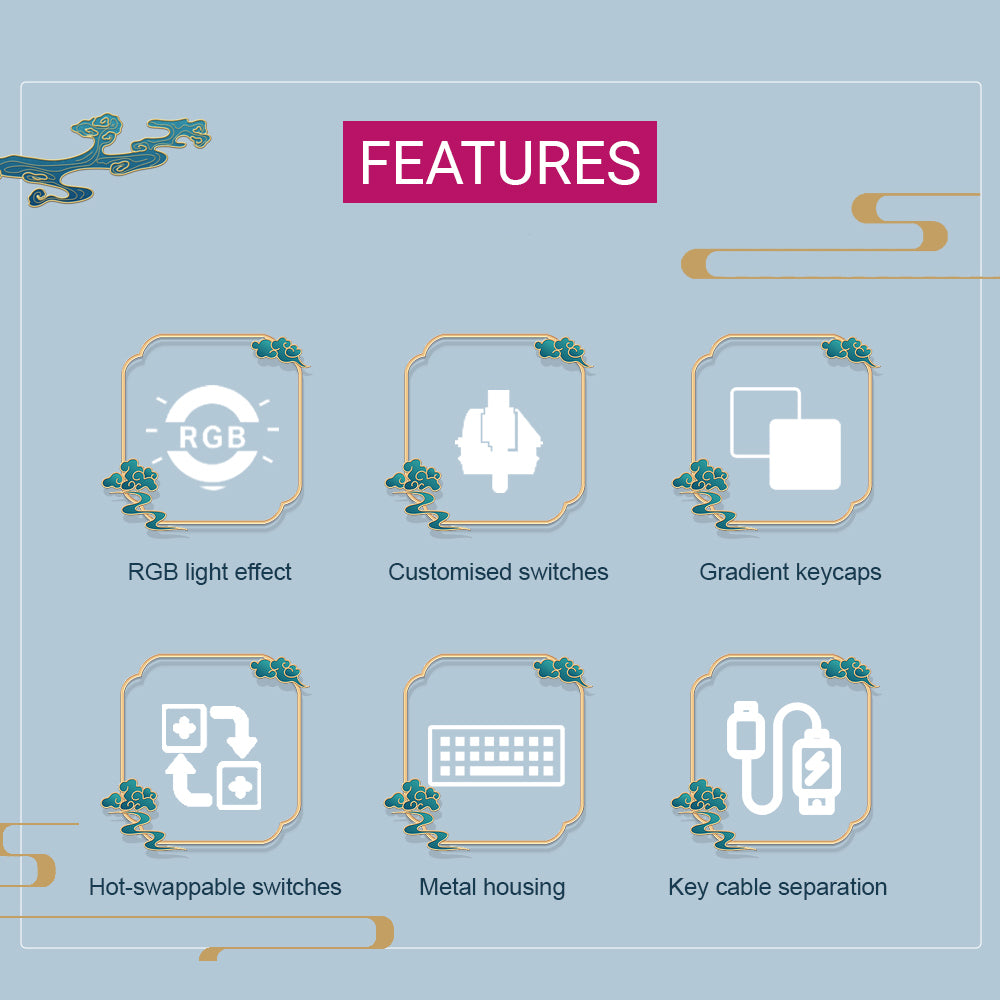 RGB Aluminum Mechanical Keyboard USB Hot-Swappable Switches Features