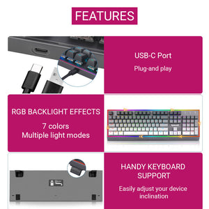RGB Aluminum Mechanical Keyboard USB Hot-Swappable Switches Additional Features