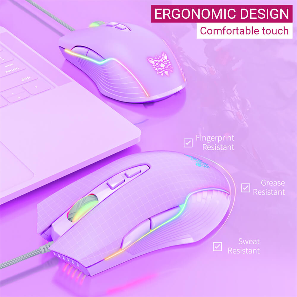 RGB Backlight Cute Pastel Mouse 6400 DPI USB - Dubsnatch