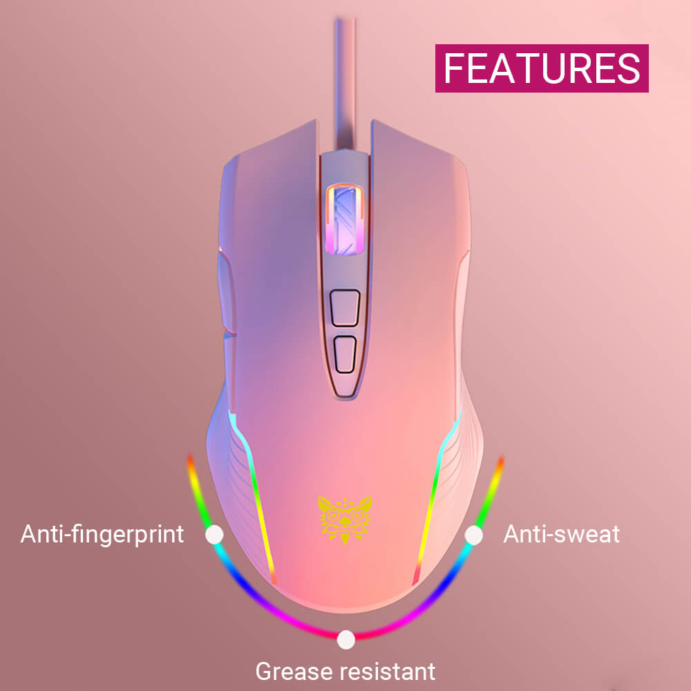 RGB Backlight Cute Pastel Mouse 6400 DPI USB - Dubsnatch